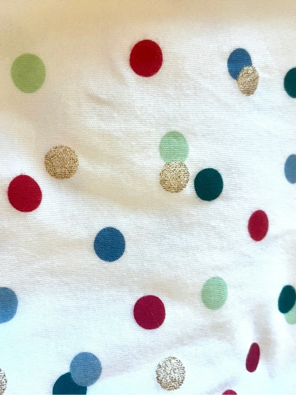 Mud Pie Holiday White Baby Gown with Multicolor Dots and Red Velvet Bow